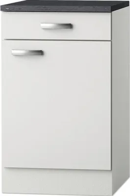 Produktbild von Optifit Unterschrank mit Schublade und Drehtür Lagos286 BxTxH 50 x 60 x 84,8 cm weiß glänzend zerlegt Anschlag reversibe