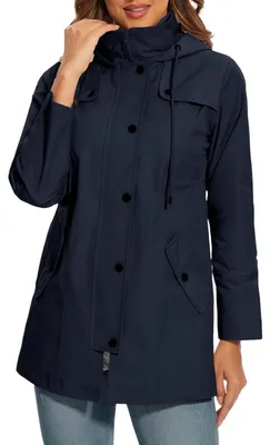 Produktbild von Damen Regenjacke Wasserdicht Windbreaker Navy Blau M