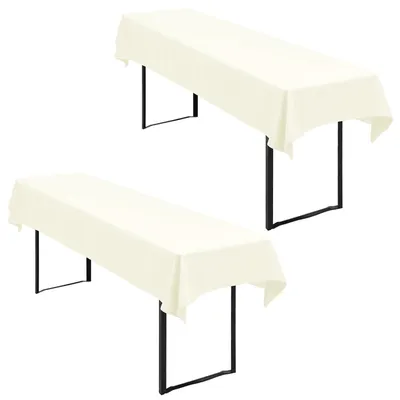 Productafbeelding van Biertafelhoezen, ivoorwit, 2 stuks, 250 x 100 cm, waterdicht, wasbaar, polyester, geschikt voor biertafels van 50-70 cm