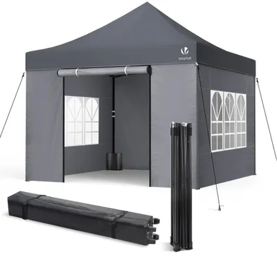 Produktbild von Faltpavillon Gartenpavillon Partyzelt - 3 x 3 m - Grau - Für Garten und Camping