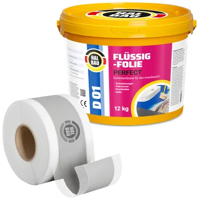 Zdjęcie produktu dla Zestaw do Hydroizolacji Folia w płynie 12kg Taśma 10mb HALBAU SETH21