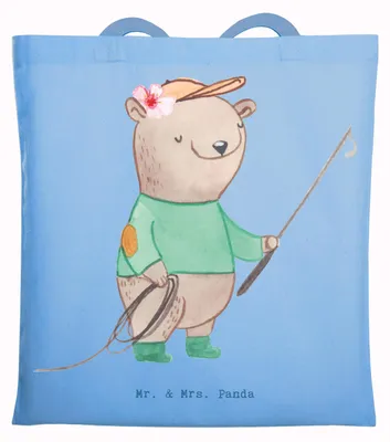 Produktbild von Mr. & Mrs. Panda Uni Tasche Reitlehrerin Herz - Sky Blue - Geschenk, Shopping, Schultasche, Jutebeutel, Tote Bag