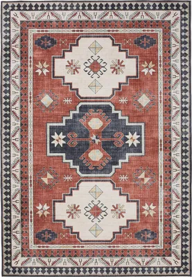 Produktbild von benuta Waschbarer Vintage Teppich George Multicolor/Blau 80x150 cm Wohnzimmerteppich Schlafzimmer weich orientalisch Rechteckig