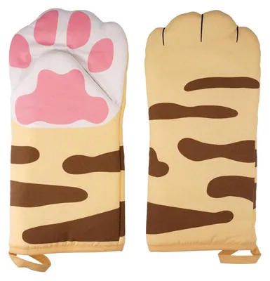 Produktbild von Kochhandschuhe Katze 1 Paar 31x15cm Hitzebeständig Baumwolle Anti-Rutsch
