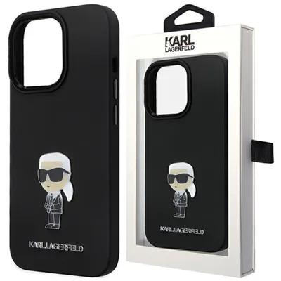 Produktbild von Karl Lagerfeld Silikon Symbol Metall Pin Etui Für Iphone 15 Pro - Schwarz