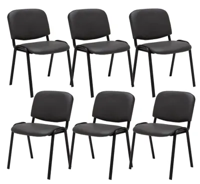 Produktbild von CLP 6er Set Besucherstuhl Ken Kunstleder stapelbar mit einer Sitzhöhe von 44 cm grau