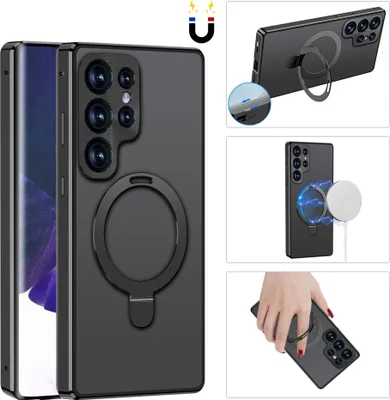 Immagine prodotto di INF Custodia protettiva magnetica per telefono con protezione per lo schermo e supporto Nero Samsung S22Ultra