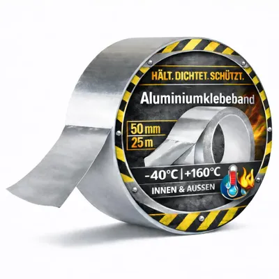 Produktbild von 2x Aluminium Klebeband 25m - Band als Reperaturband Alu tape hitzebeständig & selbstklebend Aluminiumklebeband
