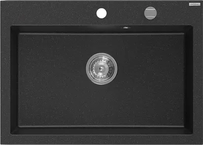 Image de Mexen Elix évier de cuisine 1 bac 700 x 500 mm, noir/argent métallique, siphon chromé - 6526701005-73