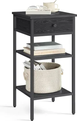 Produktbild von VASAGLE Nachttisch (1-St), mit Schublade, 2 Ablagen, Höhe 70 cm, schwarz