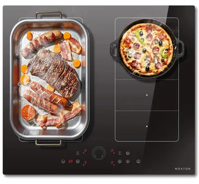 Image de Plaque de cuisson à induction - Plaque de cuisson encastrable avec 4 zones de cuisson - 2 zones flexibles - 60 cm - 7200 W - Fonction booster - Minuteur - Sécurité enfant