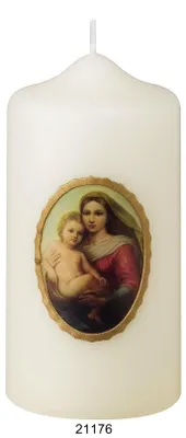 Produktbild von Marienkerze Stumpenkerze Madonna mit Kind 12 x 6 cm