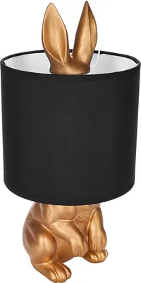 Image de BRUBAKER Lampe de table ou de chevet Lapin doré - Lampe de table avec pied en céramique et abat-jour en tissu - 42 cm de hauteur, Noir Or