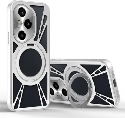Obrázok produktu pre Pre Honor 300 Pro Design Kovový silikónový MagSafe krúžok Chladiaci ochranný obal Strieborný