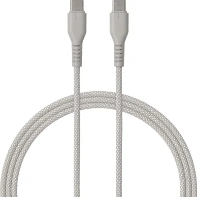 Produktbild von QUALO Nylon USB-C auf USB-C Kabel – 1,5 m, 3 A, Grau QKN-CC-18, Schnellladekabel 60W