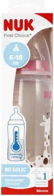 Produktbild von NUK Flasche 360 ml Silikon-Sauger 6-18m First Choice+ Giraffe rosa