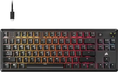 Produktbild von Corsair K70 CORE TKL, Kabelgebunden, USB, Mechanischer Switch, QWERTY, RGB-LED, Schwarz