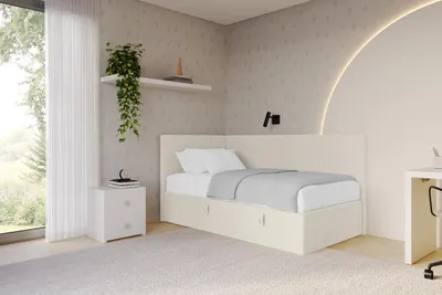 Produktbild von ALTDECOR Jugendbett mit Bettkasten - LOVY - 100x200 cm Beige - Quelle 02 - Bett ohne Matratze - Einzelbett mit Stauraum - Polsterbett Kinderbett