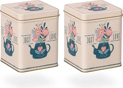 Produktbild von tea4chill Teedosen / Kaffeedosen / Vorratsdosen Set, 2 Dosen "Just Love"  je 200g, mit praktischen Scharnierdeckel