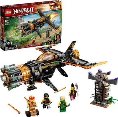 Produktbild von LEGO 71736 NINJAGO Coles Felsenbrecher Flugzeugspielzeug mit Gefängnis und Figur des Goldenen Ninja Kai
