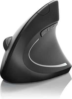 Produktbild von Ergonomische vertikale kabellose Funkmaus mit 5 Tasten, optischem Sensor, 1000–1600 DPI, USB 2.0, armschonendes Design gegen RSI und Tennisarm