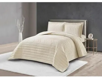 Produktbild von Lavella Bettüberwurf-Set 260 x 240 cm Beige aus Flanell, 3-teilig
