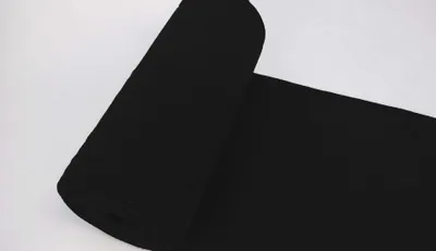 Produktbild von Bündchenstoff LUC Schwarz, Uni 270 g/m², Strickschlauch glatt/fein, 35 cm breiter Schlauch, 25 cm lang, Meterware
