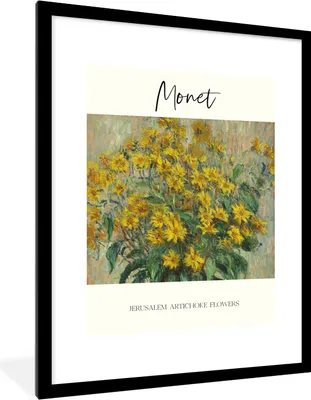 Produktbild von MuchoWow® Gerahmtes Poster Monet - Gemälde - Topinamburblüten 60x80 cm - Poster mit Schwarzem Bilderrahmen Wandposter Rahmen Foto Bilder - Wohnzimmer - Dekorationen - Prämie