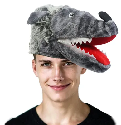 Wolfskostümhut aus Polyester, grau, Einheitsgröße für Erwachsene