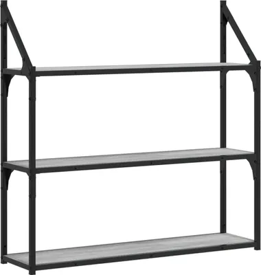 Produktbild von vidaXL Wandregal 3 Fächer Grau Sonoma 80x21x78,5 cm Holzwerkstoff