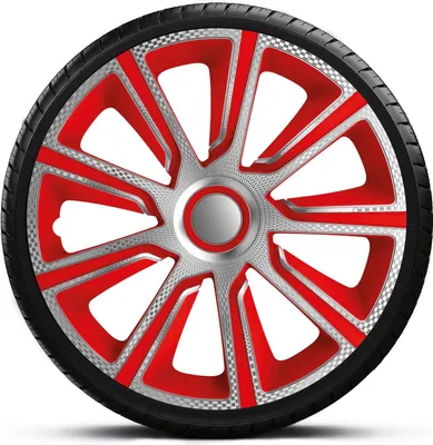 Produktbild von Radkappen Radzierblenden SATZ (4Stück) 16 Zoll VERON CARBON SILVER RED Z460984