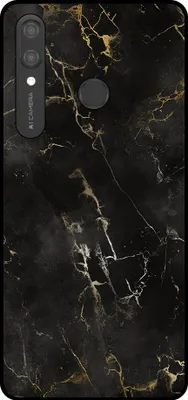 Immagine prodotto di Smartphonica Custodia per telefono adatta a Huawei P Smart (2019) con stampa in marmo - Custodia posteriore in TPU con design in marmo nero - Nero