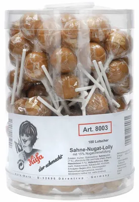 Image de Sucettes Küfa à la crème de nougat fourrées de crème de nougat 100 pièces 1700g
