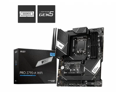 Produktbild von MSI PRO Z790-A WIFI, Intel, LGA 1700, Intel® Celeron®, Intel® Pentium®, Intel® Pentium® Gold, LGA 1700, DDR5-SDRAM, 128 GB