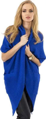 Immagine prodotto di Damen Strickjacke Felpa Poncho Umhang Cardigan Jacke; Blau/M/L