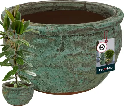 Produktbild von KOTARBAU® Blumentopf Keramik groß Höhe 32 cm ⌀ 50 cm Pflanzkübel für draußen Blumenkübel outdoor groß & frostsicher Pflanzgefäße außen & innen Übertöpfe für draußen Orchideentopf Keramik