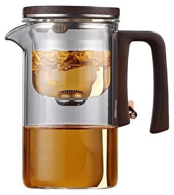 Produktbild von Glas Teekanne mit Infuser und Holzgriff 700 ml