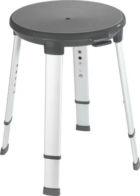 A stool with adjustable legs on a white background.