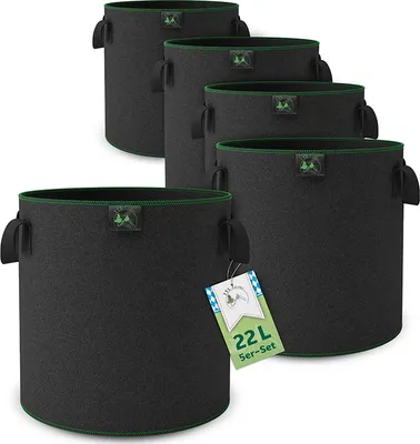 Produktbild von TTL Garden 5x 22L Pflanzsack aus Vliesstoff – Filz Pflanztaschen Ø 30 × 30 cm