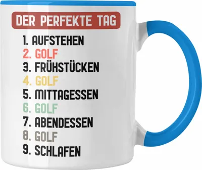 Produktbild von Trendation - Golfer Tasse Geschenk Der Perfekte Tag Golfen Golfball Geschenkidee Männer Lustig Spruch (Blau)