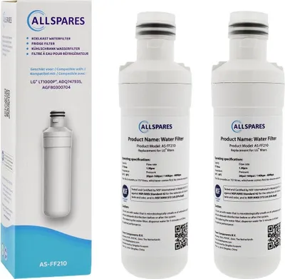 A product shot of two water filters and their packaging.