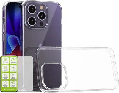 Produktbild von Für Apple iPhone 15 Pro Silikon TPU Case Transparent 0,26 H9 Glas Handy Hülle