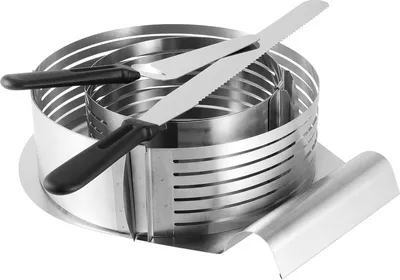 Produktbild von Verstellbarer Torten Schneider - Tortenboden Schneidhilfe - Runder Torten Schneider - Tortenmesser - Tortenheber Stahl - 15-20 cm - 25-30 cm - 7 Schichten