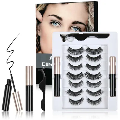 Produktbild von Magnetische Wimpern 7 Paar mit Eyeliner und Clip, 3D Wimpern Extensions Set
