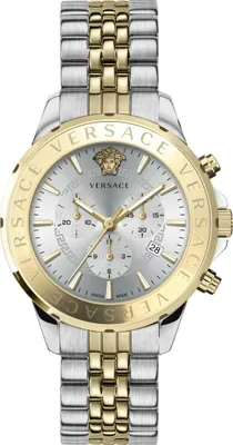 Produktbild von Versace VEV600519 Signature Chronograph silber gold Edelstahl Herren Uhr NEU