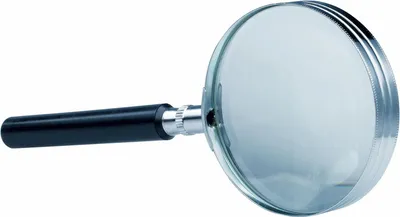 Produktbild von Leselupe mit Glaslinse, Ø 65 mm, vernickelt, verschraubter Griff, Vergrößerung 5-fach