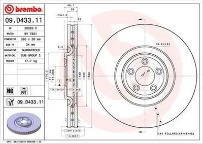 Produktbild von Bremsscheibe BREMBO 09.D433.11