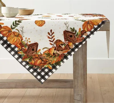 Zdjęcie produktu dla Obrus jesienny dekoracja stołu 120x120 cm pomarańczowy