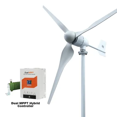 Image de Éolienne 6000 W - Générateur éolien SM6-6000 - Système 48 V - 3 pales - Démarrage à partir de 2 m/s - Avec Super Controller - Blanc