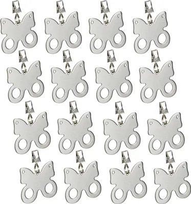 Image de Lests pour nappes Relaxdays, lot de 16, motif papillon, poids pour nappe, lests pour rideaux, acier inoxydable, argent